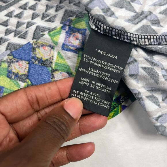 Gabby Skye Geometric Boho Mixed Print Short Sleeve Fit Flare Dress Work Sz 4 - Picture 9 of 11